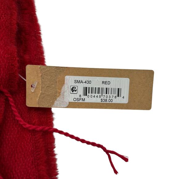 NEW Steve Madden Cozy Blanket Scarf with Fringe Trim in Winter Red Oblong NWT - Picture 16 of 16